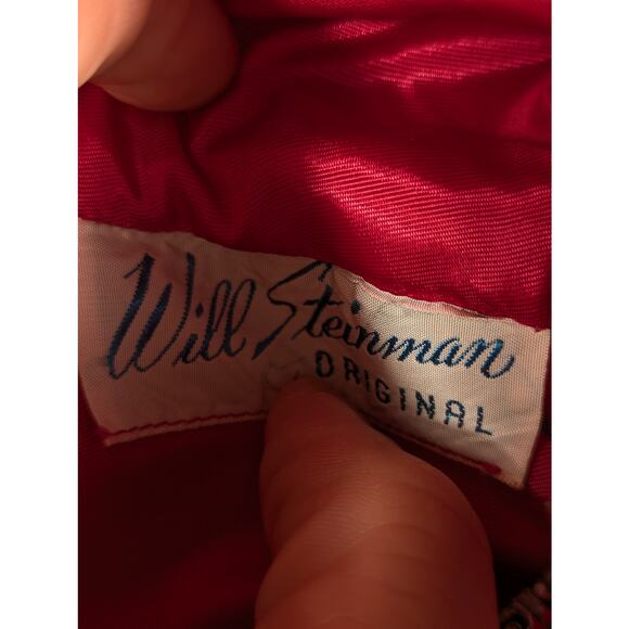 Will Steinman Original Red Floral Jacquard Vintage 50s Dress Fit and Flare - Picture 3 of 6